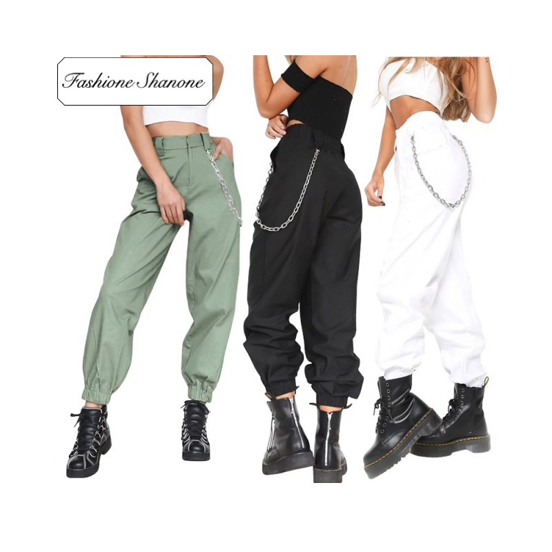 Fashione Shanone - Stock limité - Pantalon hip hop taille haute avec chaînette