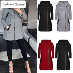 Fashione Shanone - Limited stock - Long hooded jacket with zipper