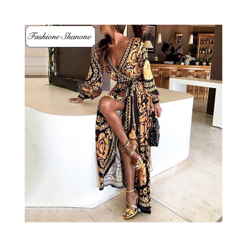Fashione Shanone - Stock limité - Robe longue motifs dorés