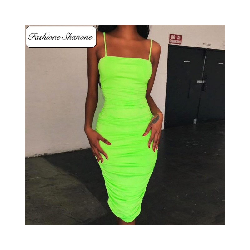 Fashione Shanone - Limited stock - Fluo mid length bodycon dress