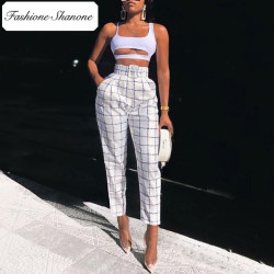 Fashione Shanone - Limited stock - Plaid high waist pants