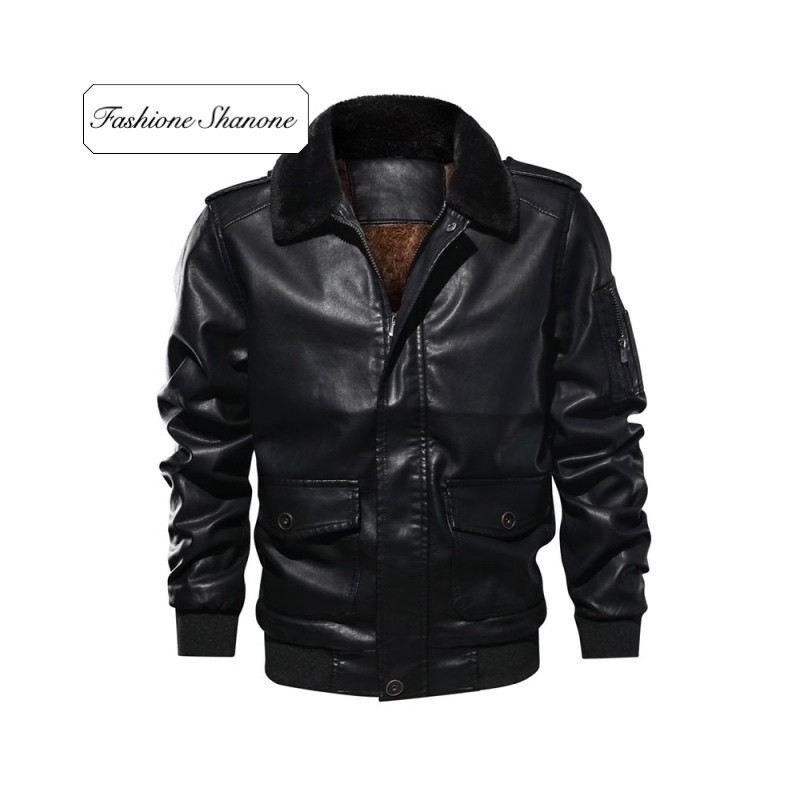 Fashione Shanone - Limited stock - Leather jacket with fur collar