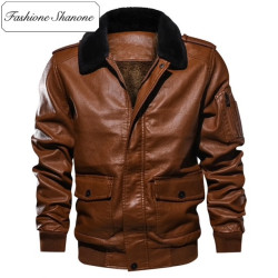 Fashione Shanone - Limited stock - Leather jacket with fur collar