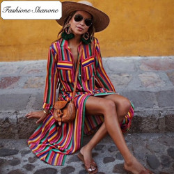 Fashione Shanone - Stock limité - Robe chemise rayée