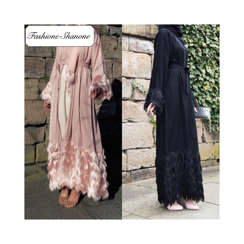 Fashione Shanone - Abaya à franges avec foulard assorti