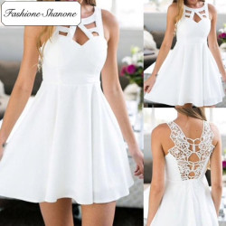 Fashione Shanone - White dress with lace back