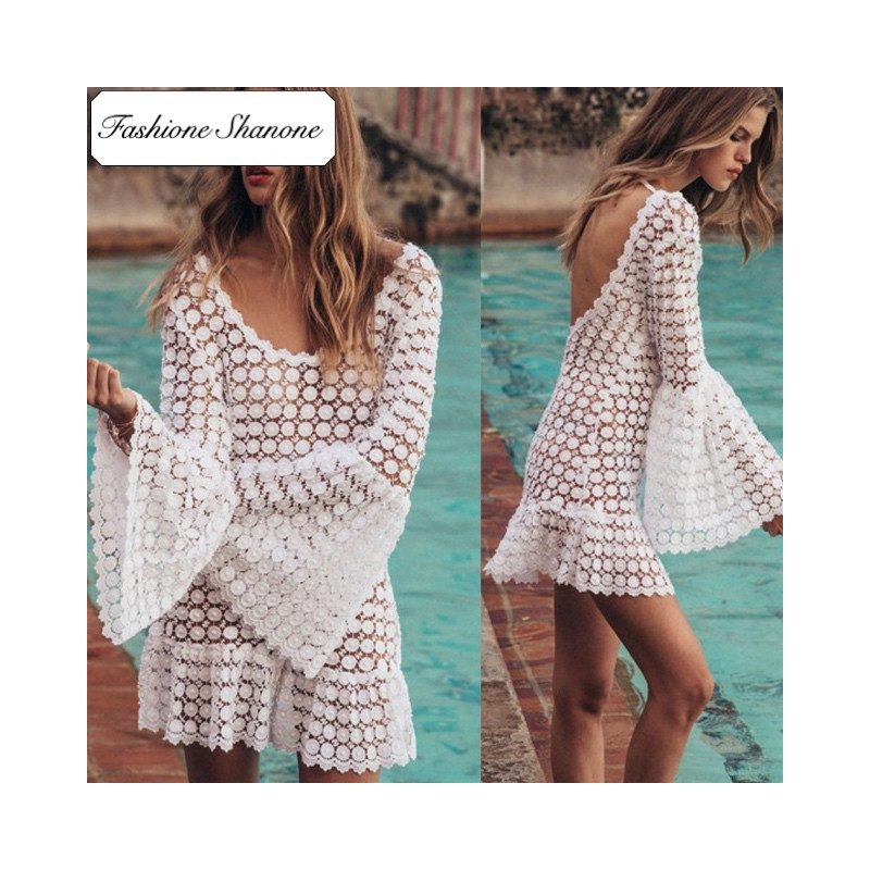 Fashione Shanone - Robe de plage transparente dos décolleté
