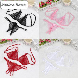 Less than 10 euros - Underwear set with slit crotchless thong 