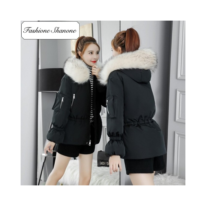 Fashione Shanone - Waisted down coat with fur collar