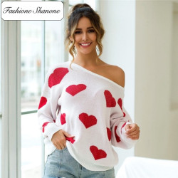 Fashione Shanone - White sweater with small hearts
