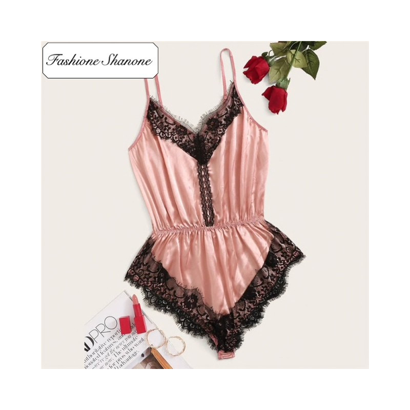 Fashione Shanone - Pink satin playsuit pyjamas