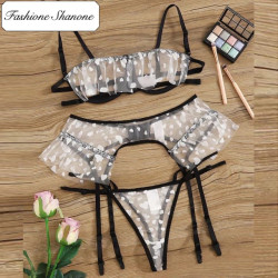 Fashione Shanone - White small hearts 3 pieces lingerie set