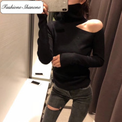 Fashione Shanone - Turtleneck off shoulder sweater