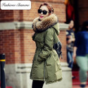 Army green parka with fur hood