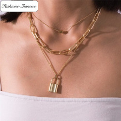Fashione Shanone - Love padlock multi layer necklace