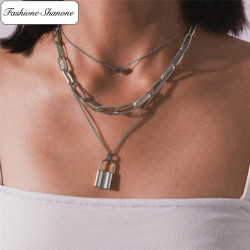 Fashione Shanone - Love padlock multi layer necklace