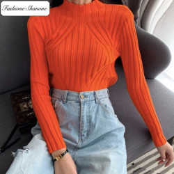 Fashione Shanone - Orange high neck sweater