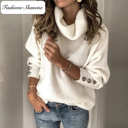 Fashione Shanone - Turtleneck sweater with buttons
