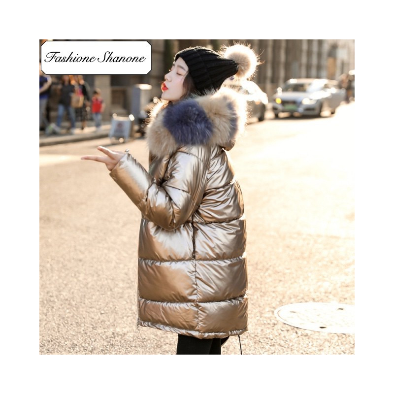Fashione Shanone - Long metallic down coat