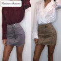 Suede skirt with zipper