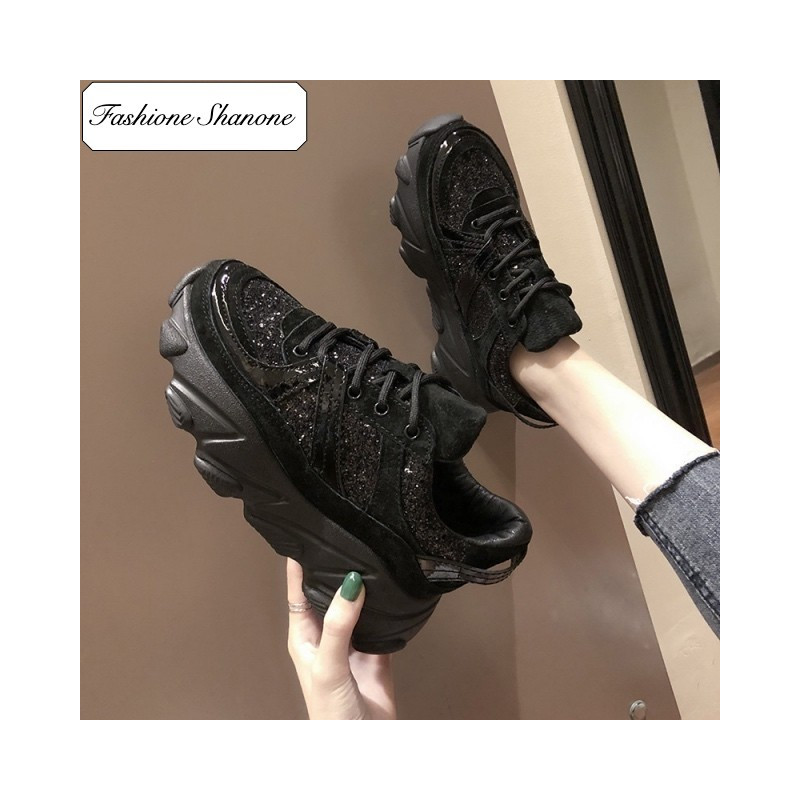Fashione Shanone - Black glitter sneakers