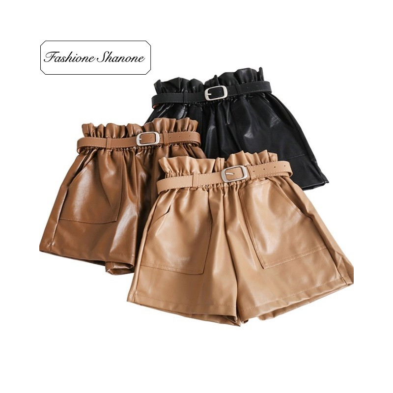 Fashione Shanone - High waist leather shorts