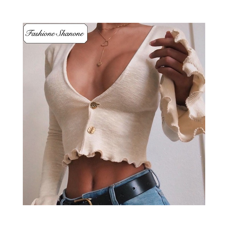 Fashione Shanone - Flared sleeves crop top