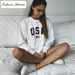 Fashione Shanone - USA white sweatshirt