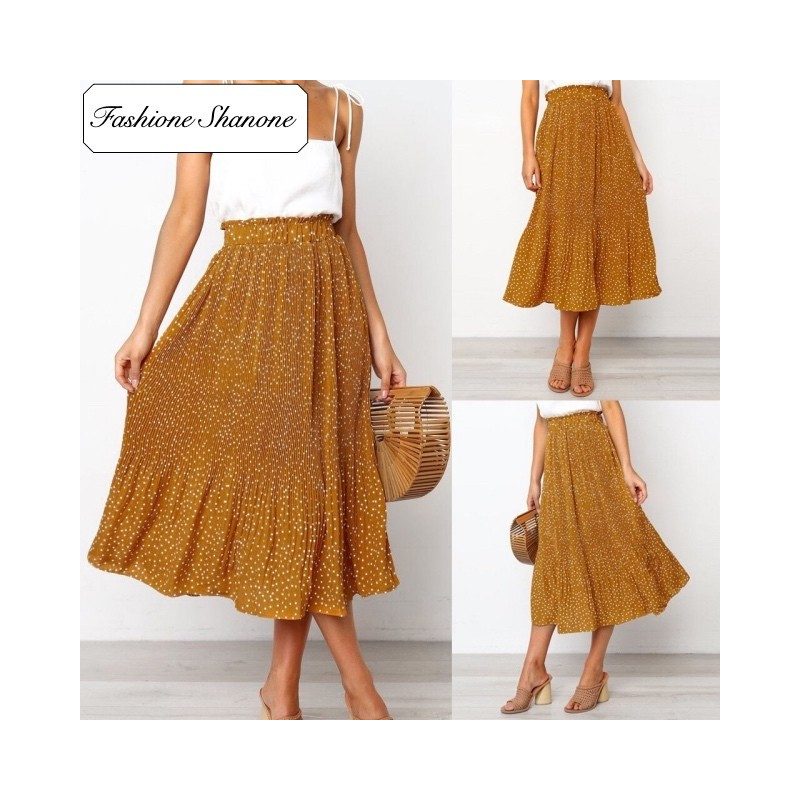 Fashione Shanone - Orange maxi skirt with polka dot