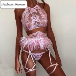 Fashione Shanone - Pink feather lingerie set