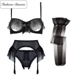 Fashione Shanone - Ensemble sous-vêtements à froufrou noir