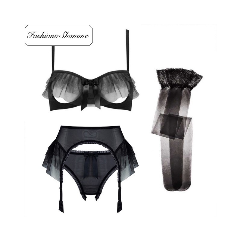 Fashione Shanone - Ensemble sous-vêtements à froufrou noir