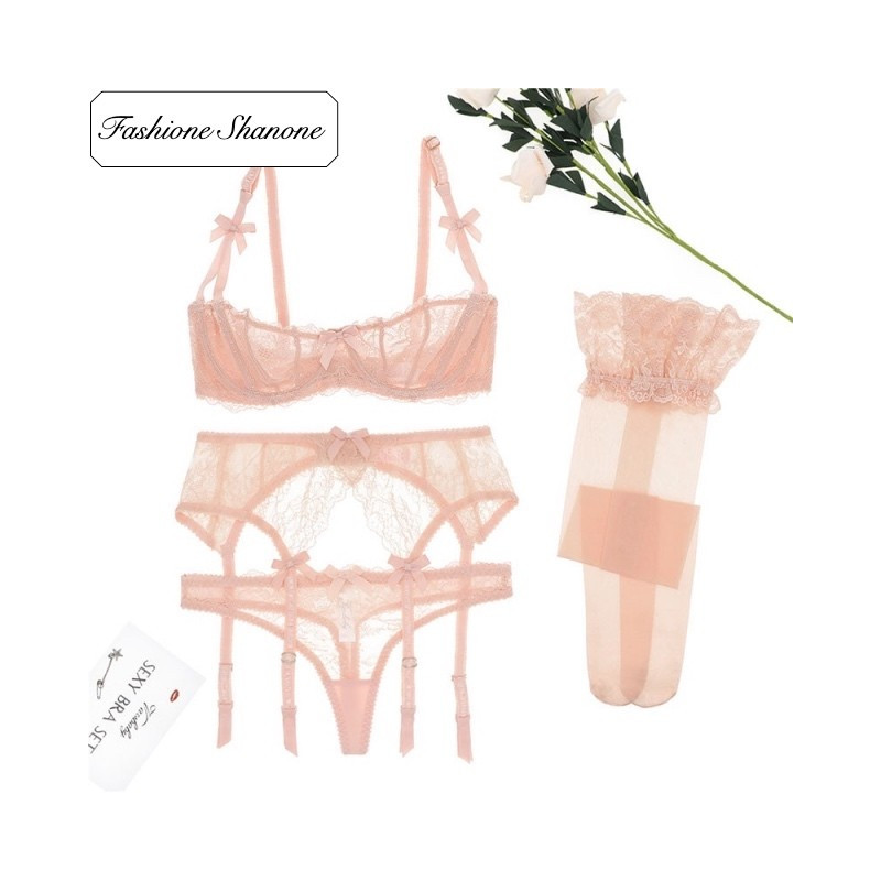 Fashione Shanone - Ensemble de sous-vêtements en dentelle rose