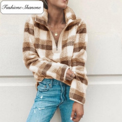 Fashione Shanone - Plaid fleece sweatshirt