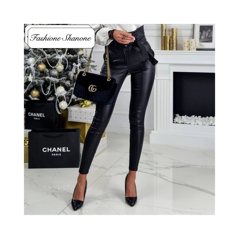 Fashione Shanone - Pantalon en cuir taille haute