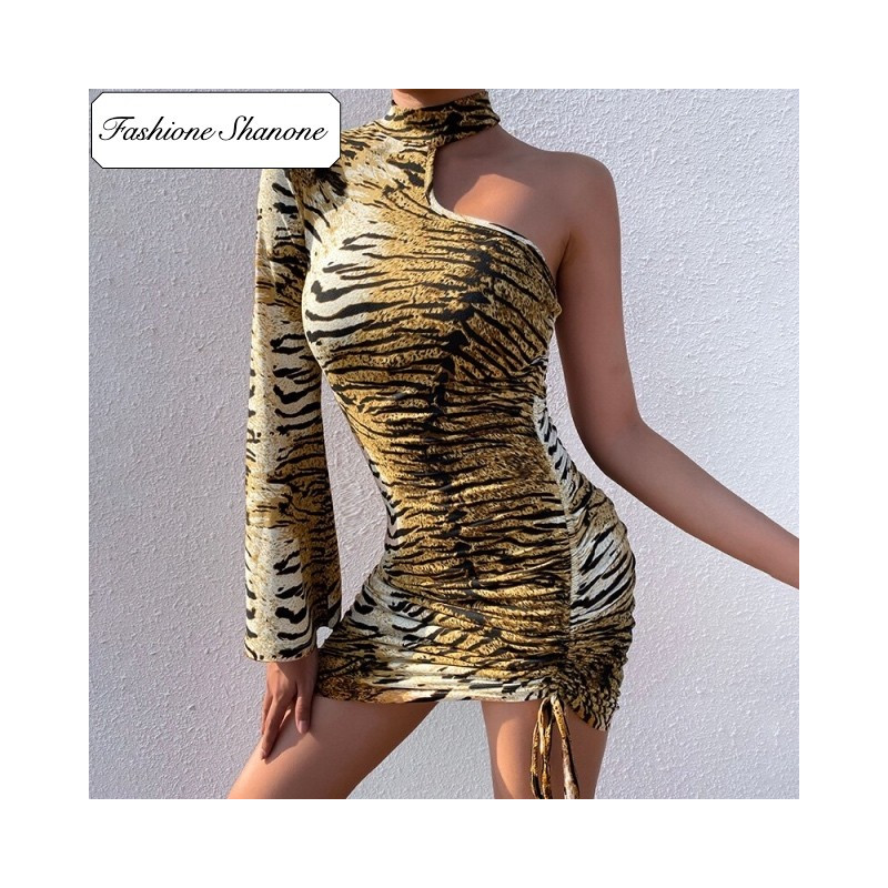 Fashione Shanone - Robe tigre avec une  manche