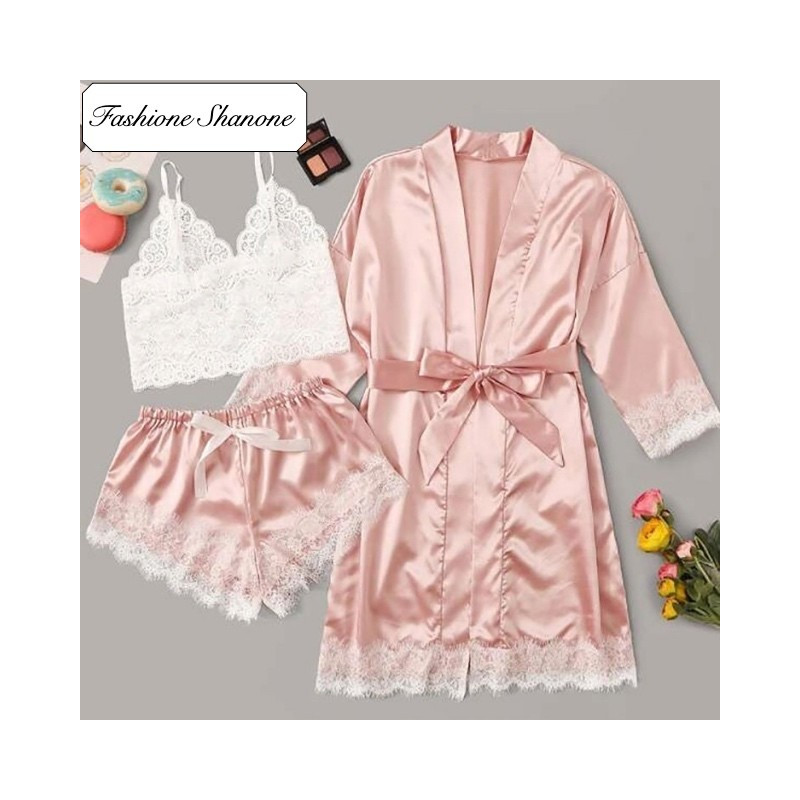Fashione Shanone - Ensemble pyjama rose et blanc