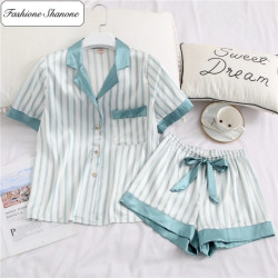 Fashione Shanone - White and green shorts and shirt pajamas