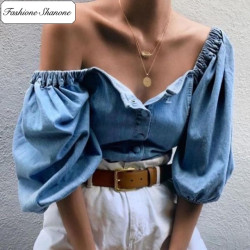 Fashione Shanone - Off shoulder denim blouse
