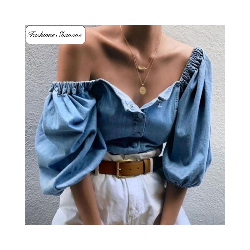 Fashione Shanone - Off shoulder denim blouse