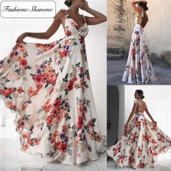 Fashione Shanone - Long backless floral dress