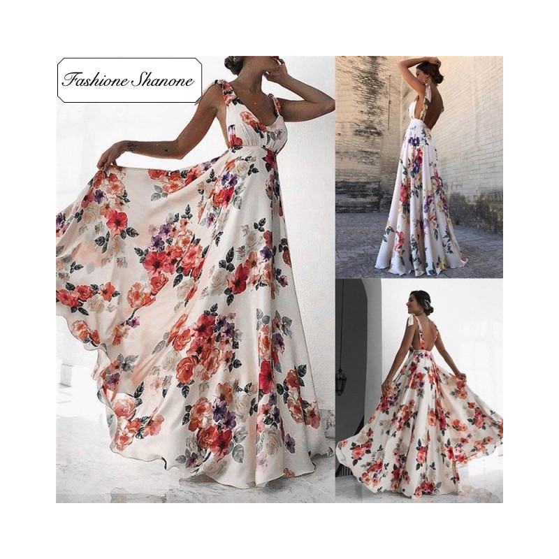 Fashione Shanone - Long backless floral dress