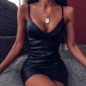 Leather strappy dress