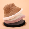 Velvet and fur bucket hat
