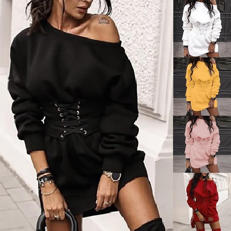 Fashione Shanone | Corset belt sweatshirt dress