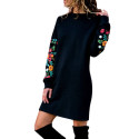 Robe pull manches fleuries