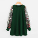 Floral sleeves green dress