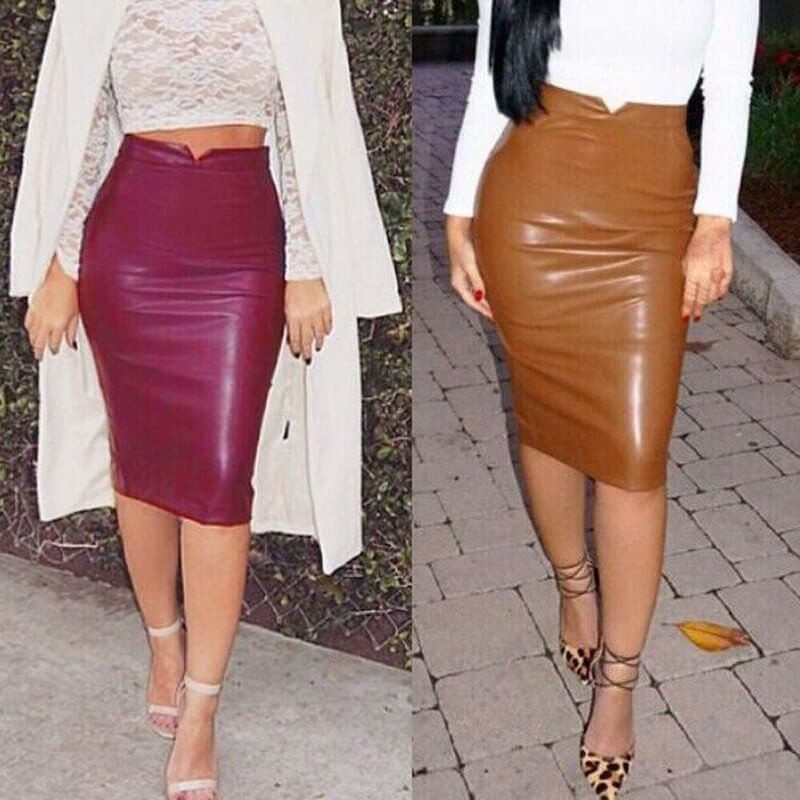 Fashione Shanone | Mid-length leather skirt