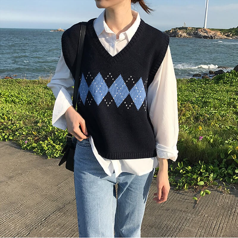Fashione Shanone | Sleeveless plaid sweater