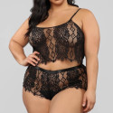 Plus size pajamas with lace top and shorts